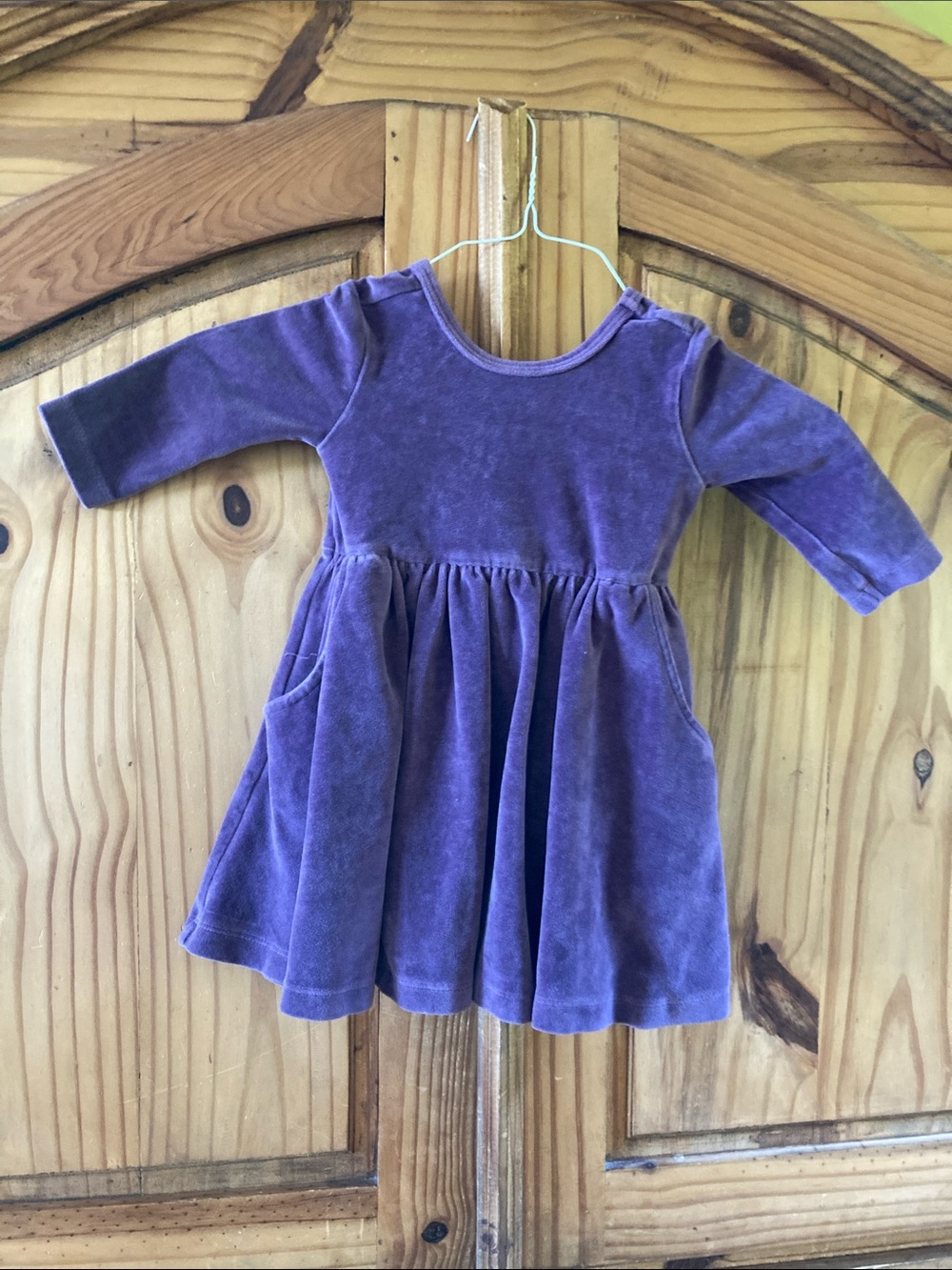 Girls Ruffle Butts purple velvet long sleeve dress size 3T